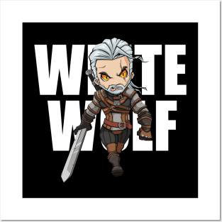 Geralt White Wolf Posters and Art